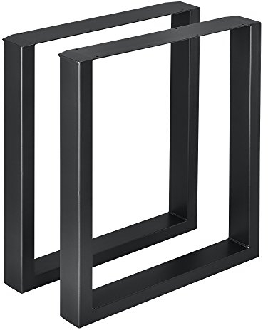 [en.casa] 2 x Conjunto de Patas de Mesa para Mesa de Comedor Escritorio Armazón de Mesa con protección para Suelo Acero 60 x 72 cm Negro