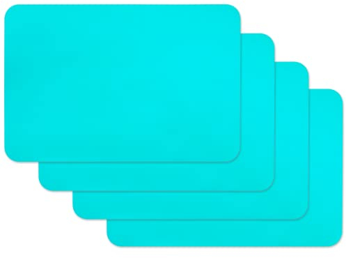 Vénilia Tischset Hellblau, Platzset für Esszimmer, Esstischmatten, Telleruntersetzer, Platzdeckchen, abwischbar, lebensmittelecht, 45 x 30 cm, 4 Stück