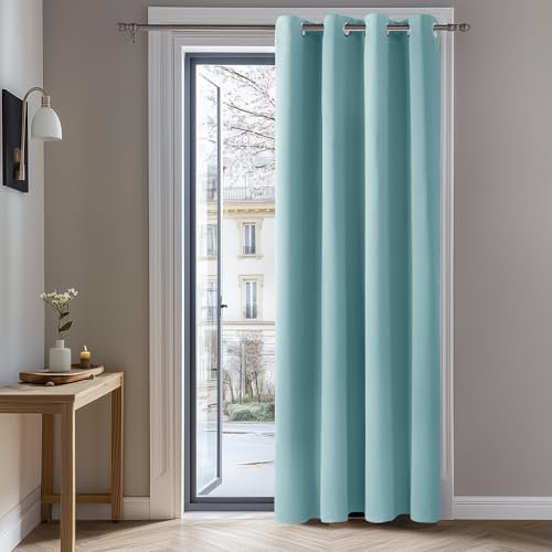 Deconovo Thermal Insulated Blackout Curtain Eyelet Curtain for Bedroom 52x 90 Sky Blue 1 PANEL