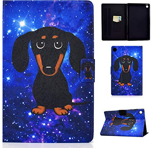 Funda para Huawei MatePad T10S T10 2020 Tableta Ligero Cuero de PU Lindo Soporte Antideslizante Funda con Tapa con Soporte para Tarjeta Huawei MatePad T 10S / T 10 (Perro Negro pequeño)