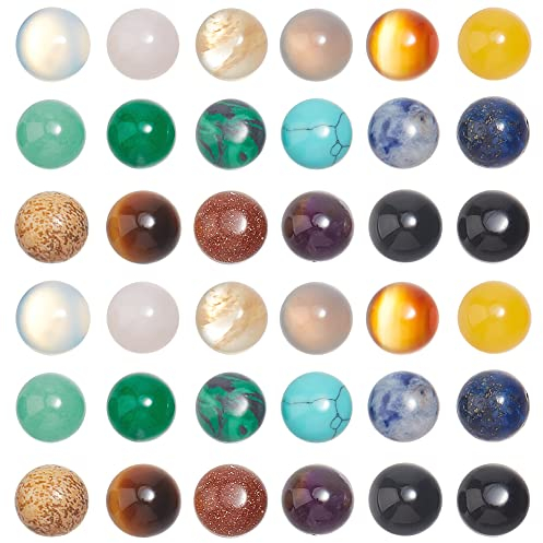 SUPERFINDINGS 36 Stück 18Farben 8x4mm Halbkreis Edelstein Cabochons Mit Flacher Rückseite Für Die Schmuckherstellung von Halsketten Keine Löcher