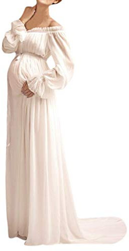 Walaka Sexy Robe Grossesse Photographie Maxi Robe Maternité Shooting avec Culotte pour Femme Enceinte Mariage Cérémonie Photo Shoot Accessoire (Blanc)