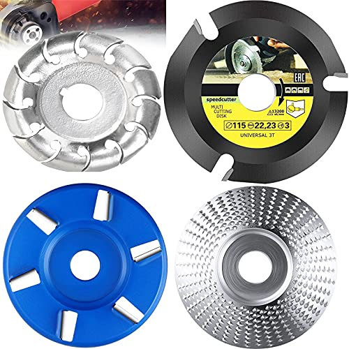 4 Pieces Angle Grinding Wheel Wood Carving Abrasive Disc Polishing Shaping Grinder Chain Circular Saw Blade for Sanding Plate Cut Disc, Angle Grinder (4or4-1/2) Attachment Cutting,Style3
