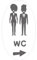 Toilettes homme femme autocollant sticker logo 1 - Taille : 17 cm - Couleur : gris