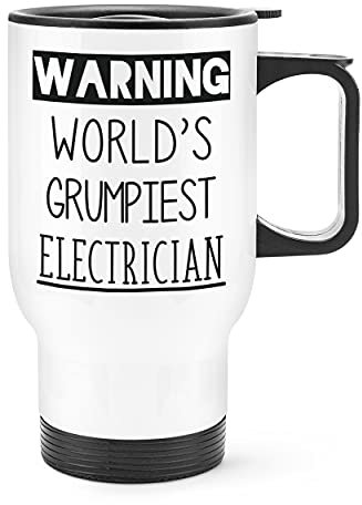 Warning World's Grumpiest Electrician Travel Mug Cup with Handle