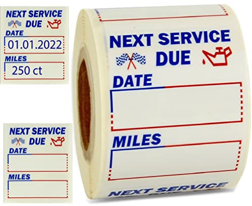 Ölwechsel-Aufkleber, 250/500/1000 Stück – 5,1 x 5,1 cm klare Aufkleber – Next Service Due Aufkleber – perfekt für Heimwerker, Auto-Service, Ölwechsel, UV-geschützt und wasserdicht (250)