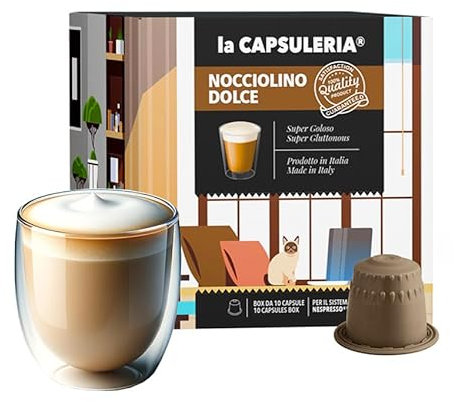 NOISETTE (80 Capsules) compatible avec Nespresso, Lot de 8 x 10 Capsules (80 portions tot) - la Capsuleria