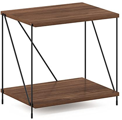 Furinno Besi Étagère Industrielle Multifonction avec Cadre en Métal, Bois d'ingénierie, Noyer Cove, 2-Niveaux