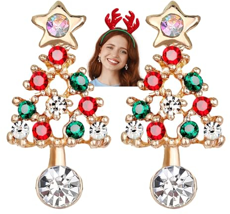 Ohrringe Weihnachten Damen, Weihnachtsohrringe Damen Ohrstecker Weihnachtsbaum Weihnachten Ohrringe Weihnachtsschmuck, Weihnachts Ohrringe Schmuck Kleine Weihnachtsgeschenke für Frauen Mädchen 1 Paar