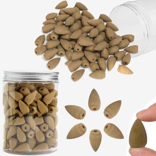 Sandalwood Backflow Brown Incense Cones, Long Lasting Aroma for Positivity & Pure Air,Wood Powder,Aromatherapy for Stress Relief, Air Purifier & Cleansing, Gift Set - Pack of 100 Cones