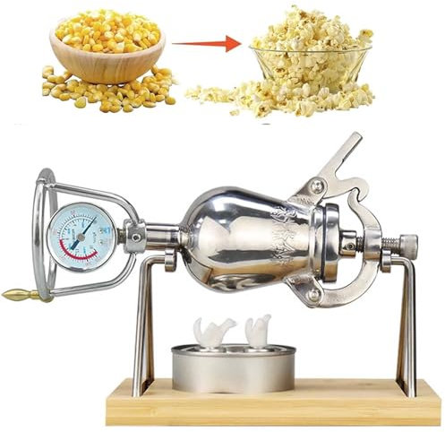 SOYPAX DIY Hand Popcorn Maker 304 Stainless Steel Grain Amplifier Vintage Nostalgia Mini Popcorn Popper High Pressure Popcorn Machine Home Use,100ml
