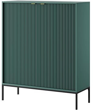 BETTSO - Kommode - mit hohen Beinen - 125 cm hoch - Mehrzweckschrank - Schrank Schlafzimmer - für Wohnzimmer, Schlafzimmer - 2-türig - Modern, Glamour - Grün - mit goldenen Beinen