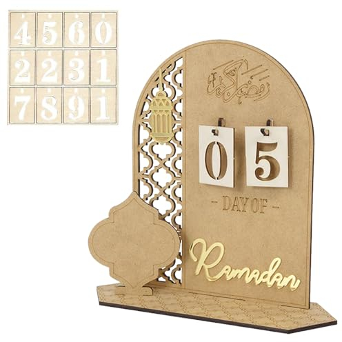 Abiemuce Ramadan Kalender, 2024 Eid Mubarak Kalender, DIY Ramadan Dekoration Aus Holz, 30 Tage Countdown Ramadan Deko, Eid Mubarak Adventskalender DIY Ramadan Deko, Holz Ramadan Kalender, Laternenstil