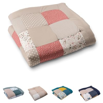 ULLENBOOM Couverture d'éveil pour bébé - 120 x 120 cm - 100 % matériaux Oeko-Tex - Fabriqué en UE - Épais et doux - Motif fleurs roses - Idéal comme couverture de jeu pour bébé