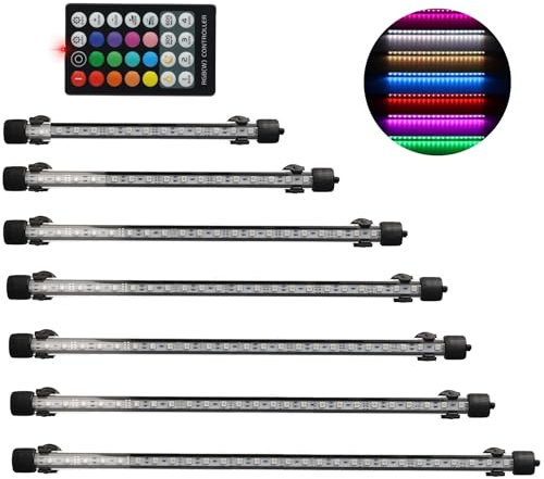 Submersible Aquarium Light Underwater RGB Multicolour LED Lights Waterproof Lamp for Fish Tank with Remote Control (18cm)