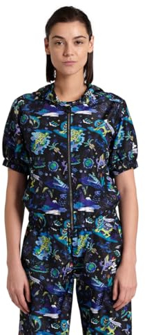 ARENA Damen Women's Fun Planet S/S Hooded Jacket, Black Multi, XS EU