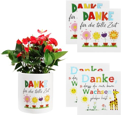 ZHYLUO 4 Blumentopfaufkleber Abschiedsgeschenk Erzieherin, Danke für das Geschenk, Kleinigkeit für Erzieherin, Abschiedsgeschenk Kindergarten, Kindergarten Dankeschön Blumentopfaufkleber