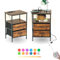 FunitureR Set von 2 Nachttisch mit LED und Ladefunktion, Nachttisch Beistelltisch mit 2 Schubladen und offenem Holzregal, Beistelltisch für Schlafzimmer, Wohnzimmer, Schlafsaal, Braun