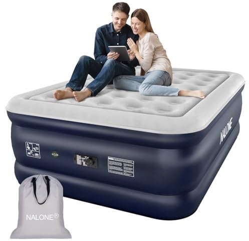NALONE Luftmatratze 2 Personen, Luftmatratze Selbstaufblasend mit Integrierter Pumpe, Luftbett Selbstaufblasend in 3 Minuten, Aufblasbare Matratze für Camping & Heimgebrauch 193x137x46cm 295kg MAX