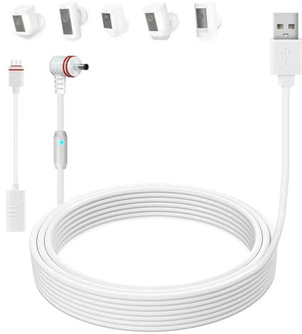 Upgraded, 32.8 ft/10m USB Power Charging Cable with Type-C Adapter Cable and LED Alert Light, Compatible with Ring Camera (Spotlight Cam, Stick Up Cam/Pro, Spotlight Cam Plus, Spotlight Cam Pro)