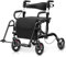 RELAX4LIFE Rollator Faltbar und Leicht mit Sitz, Rollatoren 6-fach höhenverstellbar, Leichtgewicht Reiserollator Aluminium, Gehhilfe mit Tasche & Stockhalter, Gehwagen Laufhilfe mit 20 cm Reifen