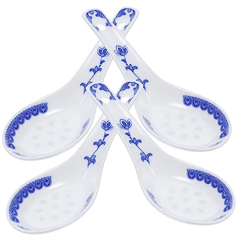 OKUMEYR 4stücke Keramik-breilöffel Für Zuhause Küchenutensilien Hotel-suppenlöffel Reislöffel Breilöffel Essbar Langlebig Retro Tragbar Für Brei Desserts Und Suppen