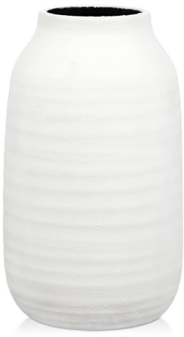 Briful 9.6 Tall Ceramic Vase for Flowers, 24.5cm Tall Vase Rustic White Vases, 3.3-inch Opening Large Flower Vases for Pampas, Dry Plants, Fresh Flowers, Home Kitchen Decor