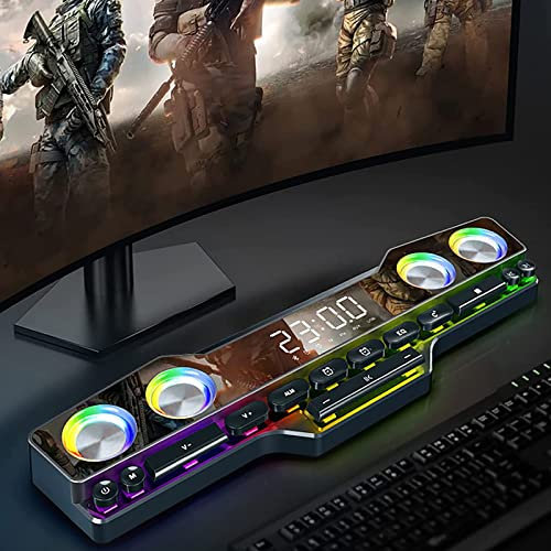 Dynamic RGB Computer Speakers Soundbar, Bluetooth 5.0, 4000mAh Battery, USB Powered, Ideal for TV, Home Theater, Gaming, Projectors, Outdoors, Laptops.