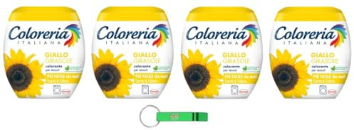 Coloreria Italiana Colorante Tessuti e Vestiti in Lavatrice, Giallo Girasole,Colorante y ropa para la lavadora, amarillo girasol 350 g + llavero Beni Culinari gratis