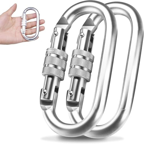 WUBAYI EMEKIAN Mousqueton ovale pour intérieur et extérieur, mousqueton robuste à visser 25 kN (2500 kg) pour hamac/corde/randonnée/camping