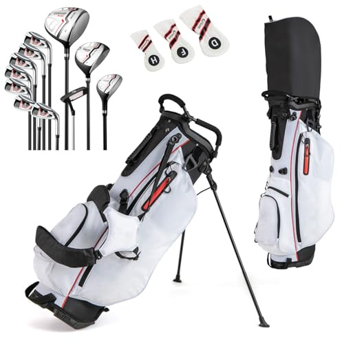 GYMAX Golf Clubs for Men Women, 12PCS Right Handed Complete Golf Set (Red)