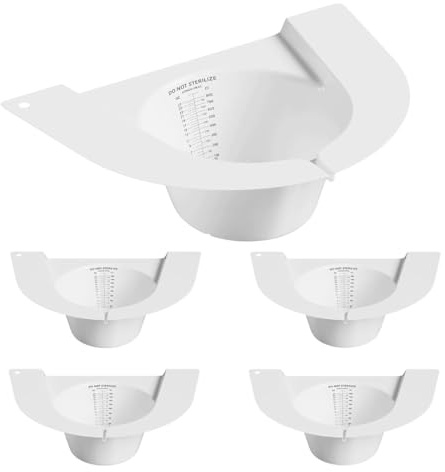 5 Pcs Specimen Collector Pan – Reusable Urine Collection Hat 27oz/800ml Graduated Specimen Cup with Pour Spout for Toilet, Stool & Vomit Sample Collection – Medical Specimen Collector Container