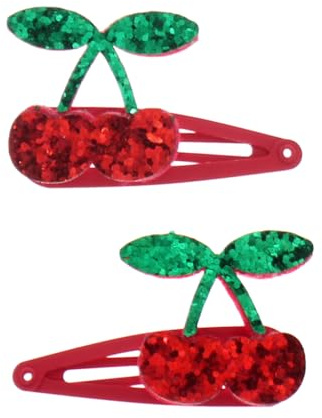 Glitzer Haarspange Kirsche Haarklammer, 2-tlg. Set, ca. 5,2 x 2,9 x 0,5 cm