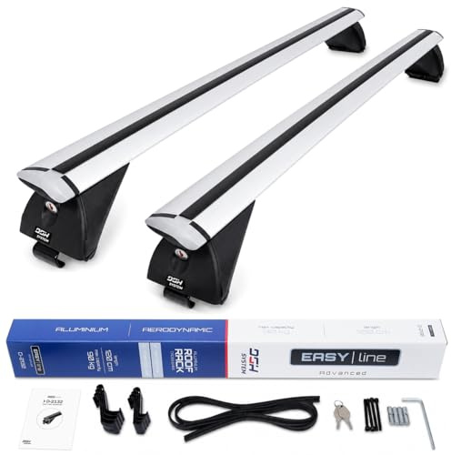DGH System universal Dachträger Autogepäckträger RELINGTRÄGER kompatibel mit Volkswagen Golf VII Sportsvan Van 2014-2020 max 90 kg 120 cm Aluminium