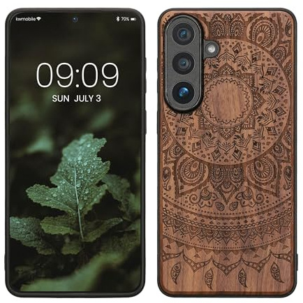 kwmobile Handyhülle für Samsung Galaxy S26 Plus Hülle Holz - Case mit TPU Bumper - Stoßfestes Hardcase - Schutzhülle Cover in Dunkelbraun
