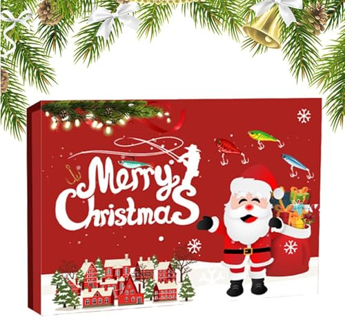 Ruyeiig Fishing Tackle Adventskalender - Angeln Adventskalender Weihnachten 24 Tage | Angelköder Ausrüstung Süßwasser Salzwasser,Für Teenager Ehemann Erwachsene Männer Vater Angler Enthusiasten