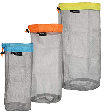 Yundxi 3pcs Filet Sac de Rangement Ultraléger Ultra Léger pour Voyage Camping Sports Grand/Moyen/Petit Taille