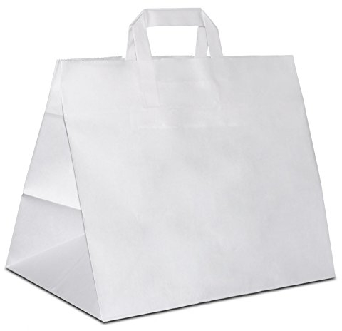 100 x Bäckertüten weiß 32+22x27 cm | Papiertüten extra breiter Boden | Konditortaschen Papier | Take Away Tüten | HUTNER
