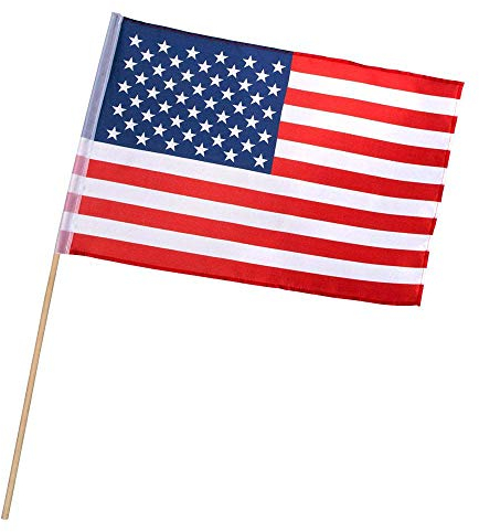 Boland 44954 - Fahne Amerika, Größe 30 x 45 cm, Länge Holzstab 60 cm, Polyester, USA, Vereinigte Staaten, Flagge, Banner, Dekoration, Geburtstag, Motto, Party, Karneval, Halloween