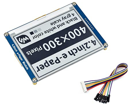4.2inch E-Paper Display Module 400x300 Resolution 3.3V-5V Two-Color E-Ink Display HAT epaper Screen for Raspberry Pi/Arduino/Nucleo Support Full Refresh,SPI Interface