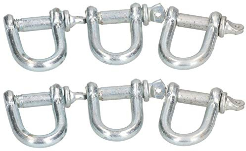Lot de 6 manilles en D 12 mm en acier galvanisé