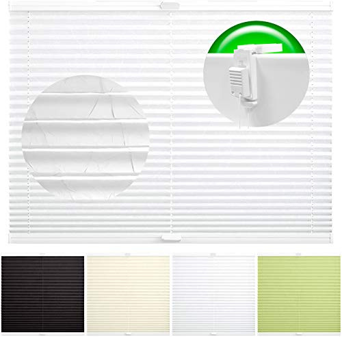 Horivert Plissee Pliseerollo mit Klemmträger Ohne Bohren Crush Stoff Fensterrollo Klemmfix Faltrollo Jalousie Sonnenschutz Blickdicht 95x110 cm