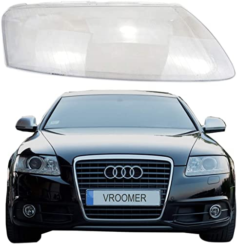 VROOMER Scheinwerferglas kompatibel mit Audi A6 S6 C6 4F 2004-2011 Lichtscheibe Scheinwerfergläser Frontscheinwerfer Streuscheibe rechts