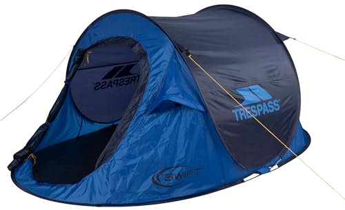 Trespass 2 Man Pop Up Tent Waterproof 2 Person Tent Taped Seams 245x145x100cm For Camping Hiking Festival with Carry Bag Swift