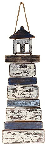 Sea-Club Wand-Deko - Leuchtturm Wanddeko Holz/Metall 19x63cm