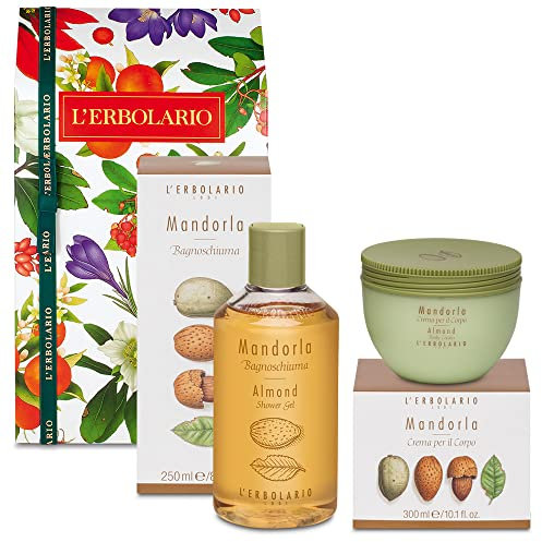 L' Erbolario - Confezione Regalo MANDORLA Duo CORPO - in Scatola Originale Decorata - 1 Bagnoschiuma 250 ml + 1 Crema Corpo 300 ml