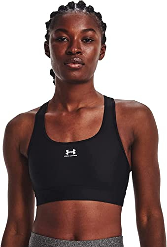 Under Armour Women's UA Authentics Mid Padless, Medium Support Sports Bra, Sweat-Wicking Unpadded and Wireless, Schwarz, XXL