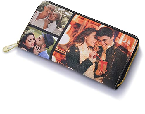 kaululu Personalisiert Geldbörse mit Foto Geldbörse Damen Leder Kleines Portemonnaie Damen Weihnachten Muttertag Personalisiert Foto Geschenk für sie Mutter und Tochter