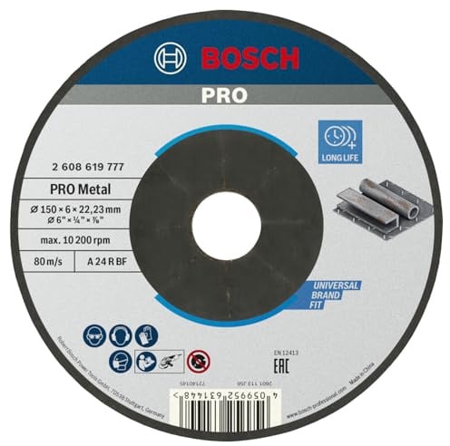 Bosch 1x PRO Metal Bonded Grinding Disc, Bore 22.23 mm, oSa | for Steel, Ø 150 mm, Professional Accessory Small Angle Grinder