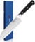 KEEMAKE Santoku Knife 7 inch, Japanese Chef Knife with High Carbon German Stainless Steel Blade, Sharp Kitchen Knives with Ergonomic Black Handle Professional Cooking Knives
